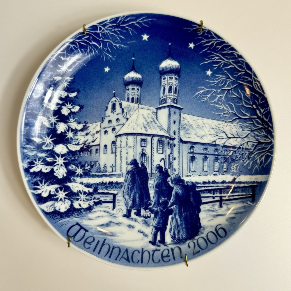 Bareuther Waldsassen 2006 Christmas Plate Benediktbeuren Bavaria Germany Blue - Picture 4 of 8